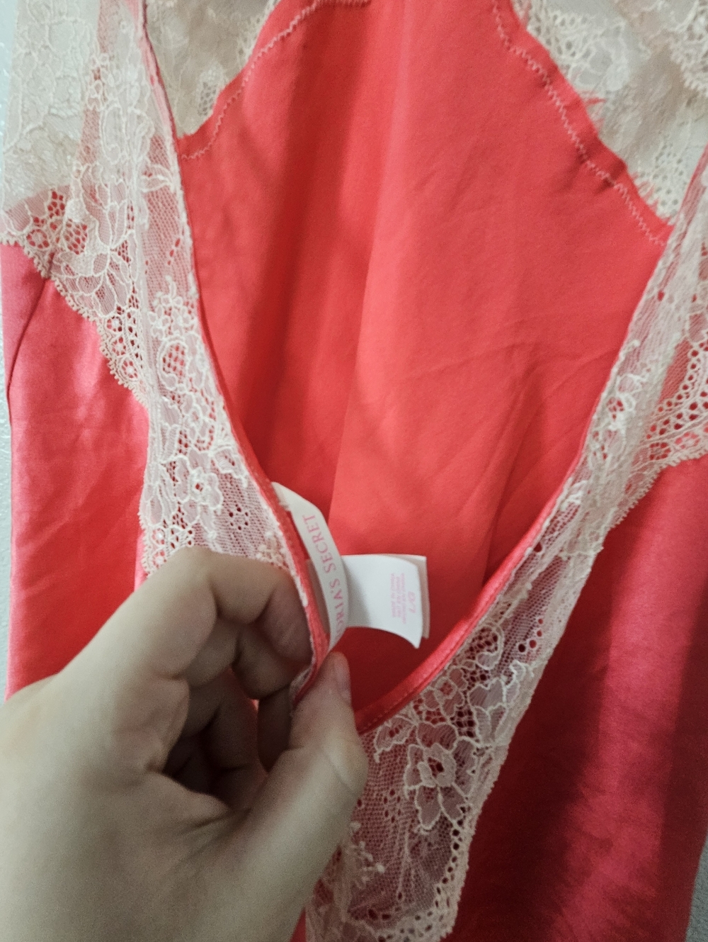 Victorias Secret Lace-Trim Satin Slip Dress Sz L - Picture 5 of 5